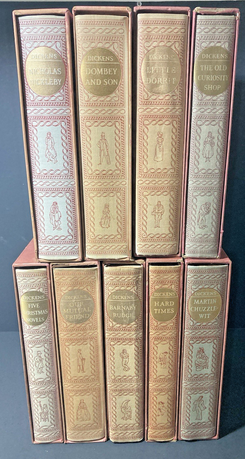 Lot of 9 VTG Heritage Press Illustrated Works of CHARLES DICKENS w/Slipcases
