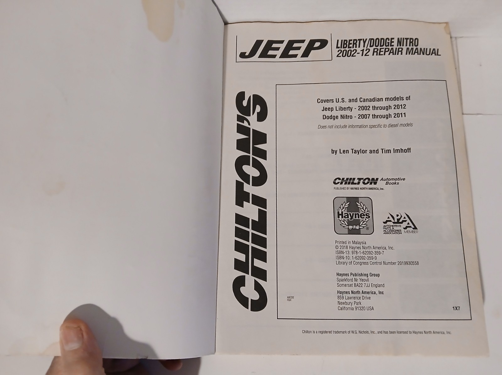 Chilton Jeep Liberty / Dodge Nitro 2002-2012 Repair Manual by Haynes 40400