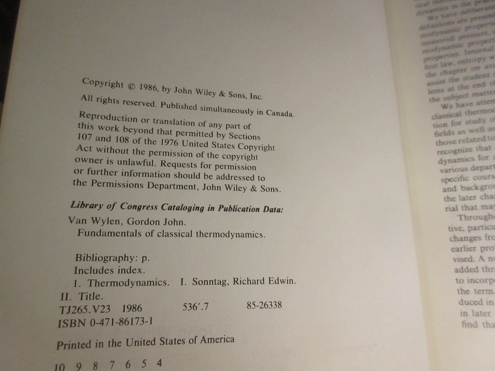 Fundementals of Classical Thermodynamics 3rd Edition Textbook 1986