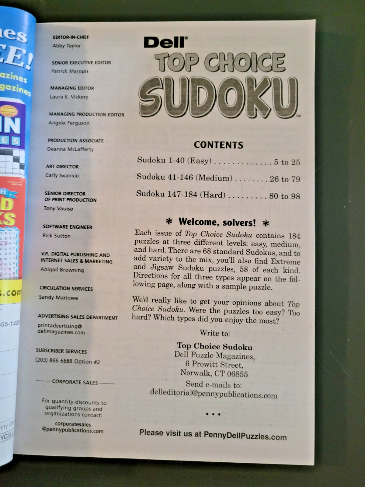 Lot of 3 SUDOKU Puzzle Books by Dell -Top Choice-Totally-Original — 450+ Puzzles