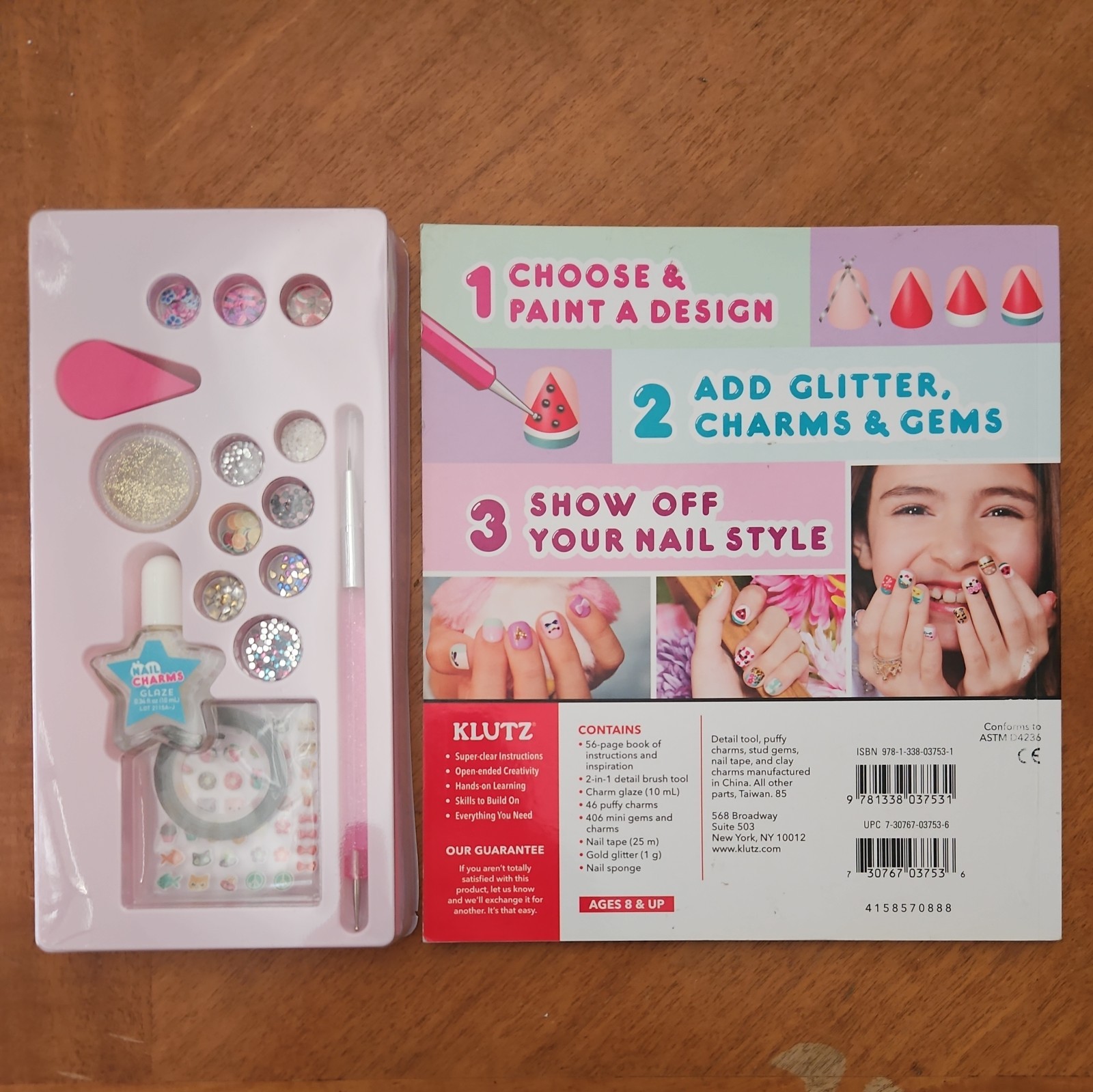 KLUTZ Nail Charms Paperback Book w/400+ Nail Gems, Charms! New, Factory Sealed