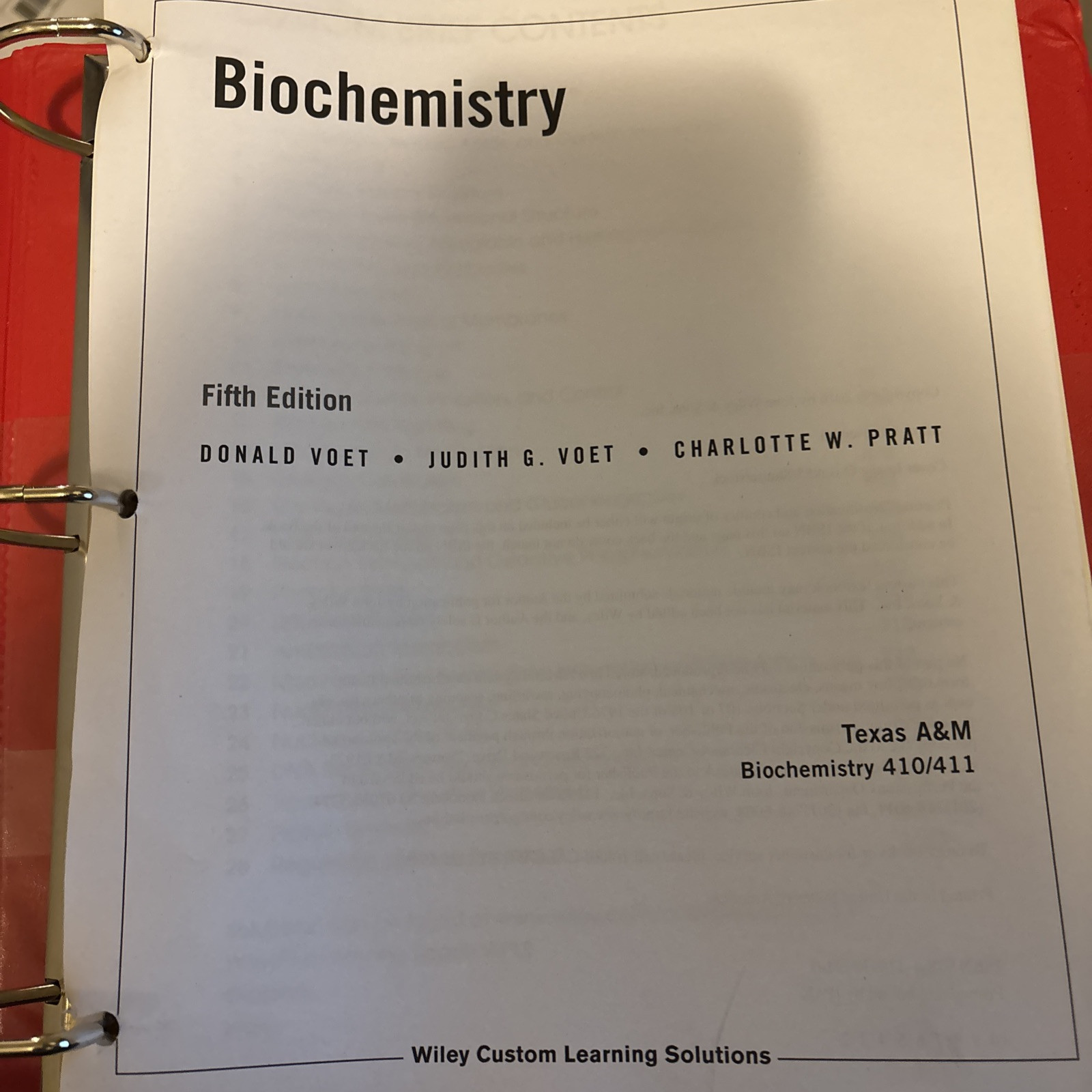Biochemistry 410/411 Textbook — 5th Edition — Custom Texas A&M University, , 978