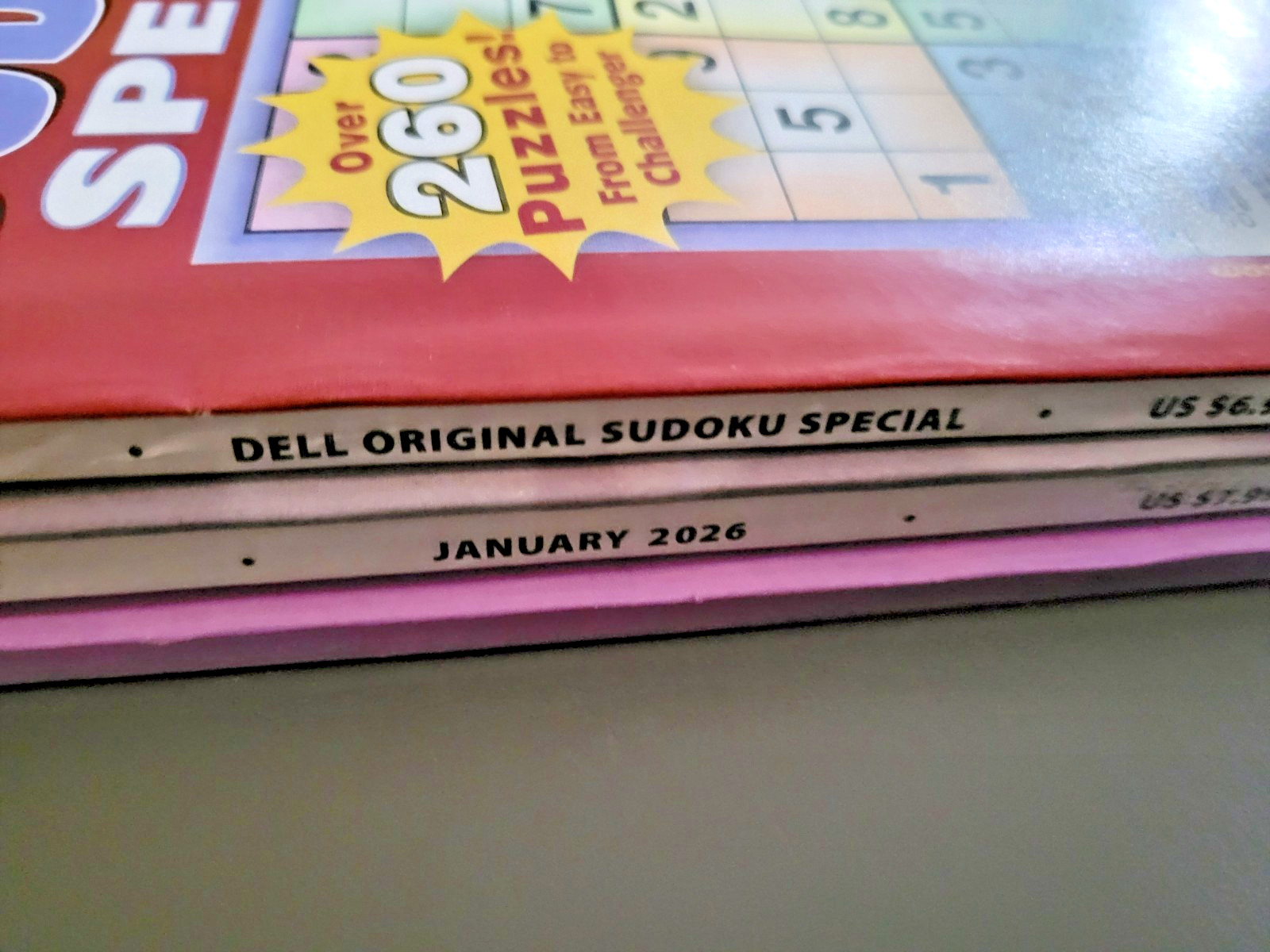 Lot of 3 SUDOKU Puzzle Books by Dell -Top Choice-Totally-Original — 450+ Puzzles
