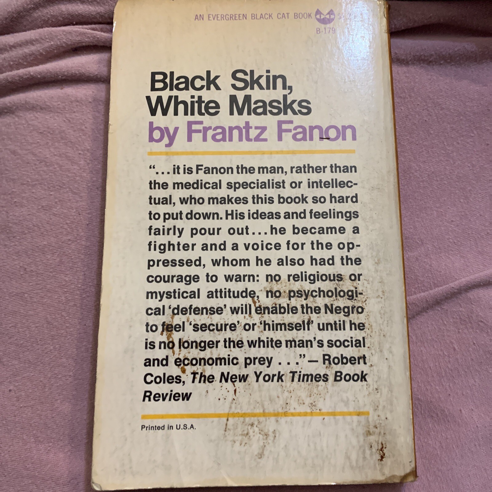 Black Skin, White Masks by Frantz Fanon 1968 Black Cat Ed. 2nd Print Paperback