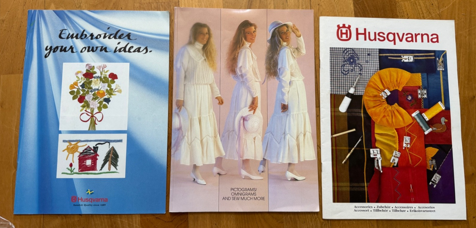 VINTAGE 1990S HUSQVARNA VIKING EMBROIDERY MACHINE ACCESSORY & PATTERN GUIDES