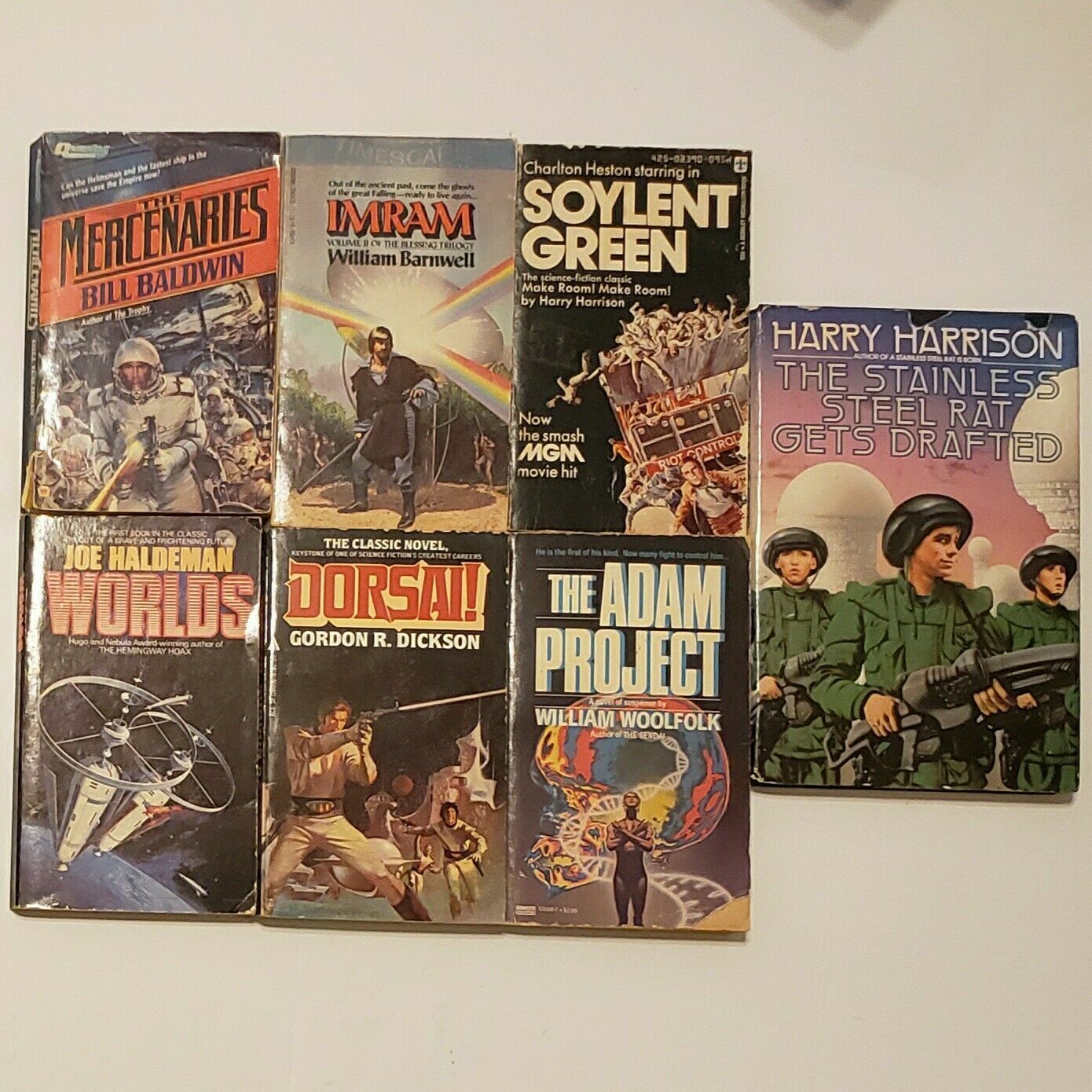 Lot Of 7 Vintage Science Fiction Books 6 MM Paperback 1 Hardcover (VTGSFX7)