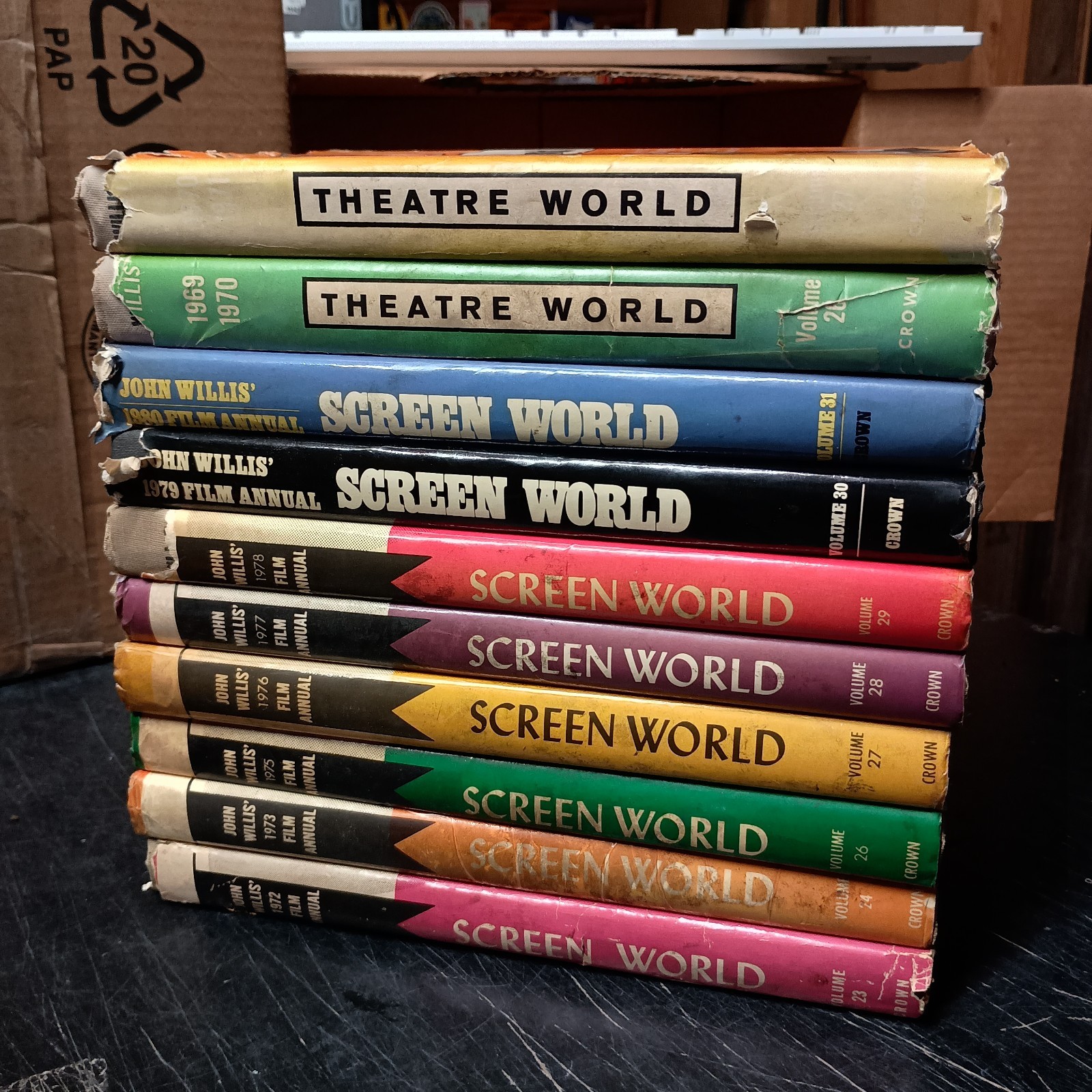 Screen & Theatre World John Willis 1970s Era (10 Book Lot) HCDJ Jackets w/ Wear