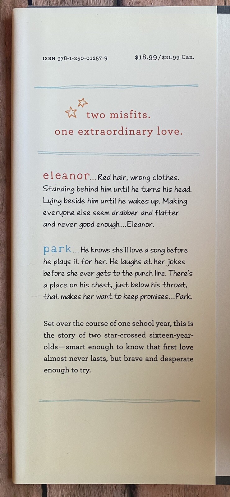 Eleanor & Park by Rainbow Rowell Misfit Love Story Hardcover
