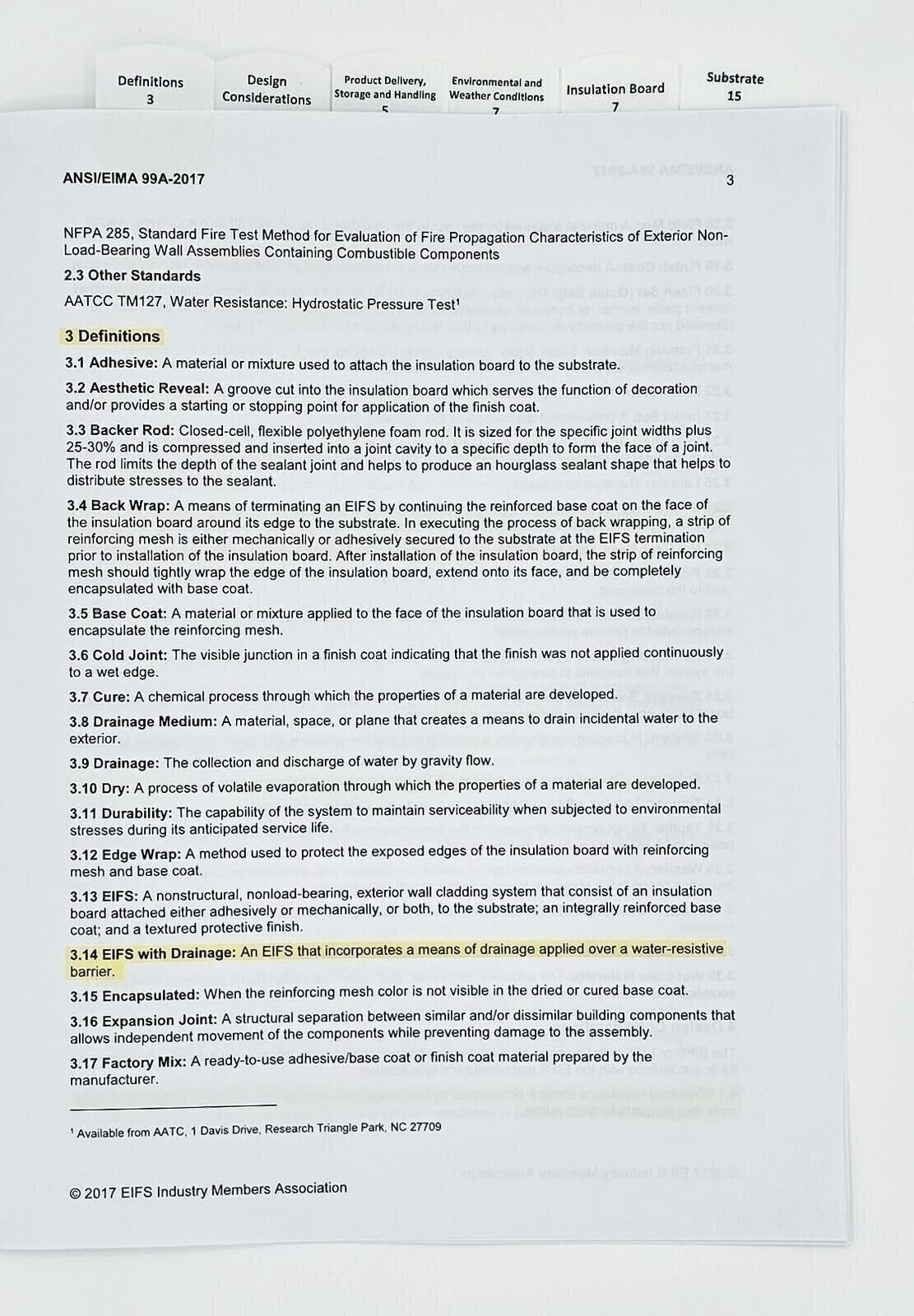 Highlighted and Tabbed — American National Standard ANSI / EIMA 99-A-2017…