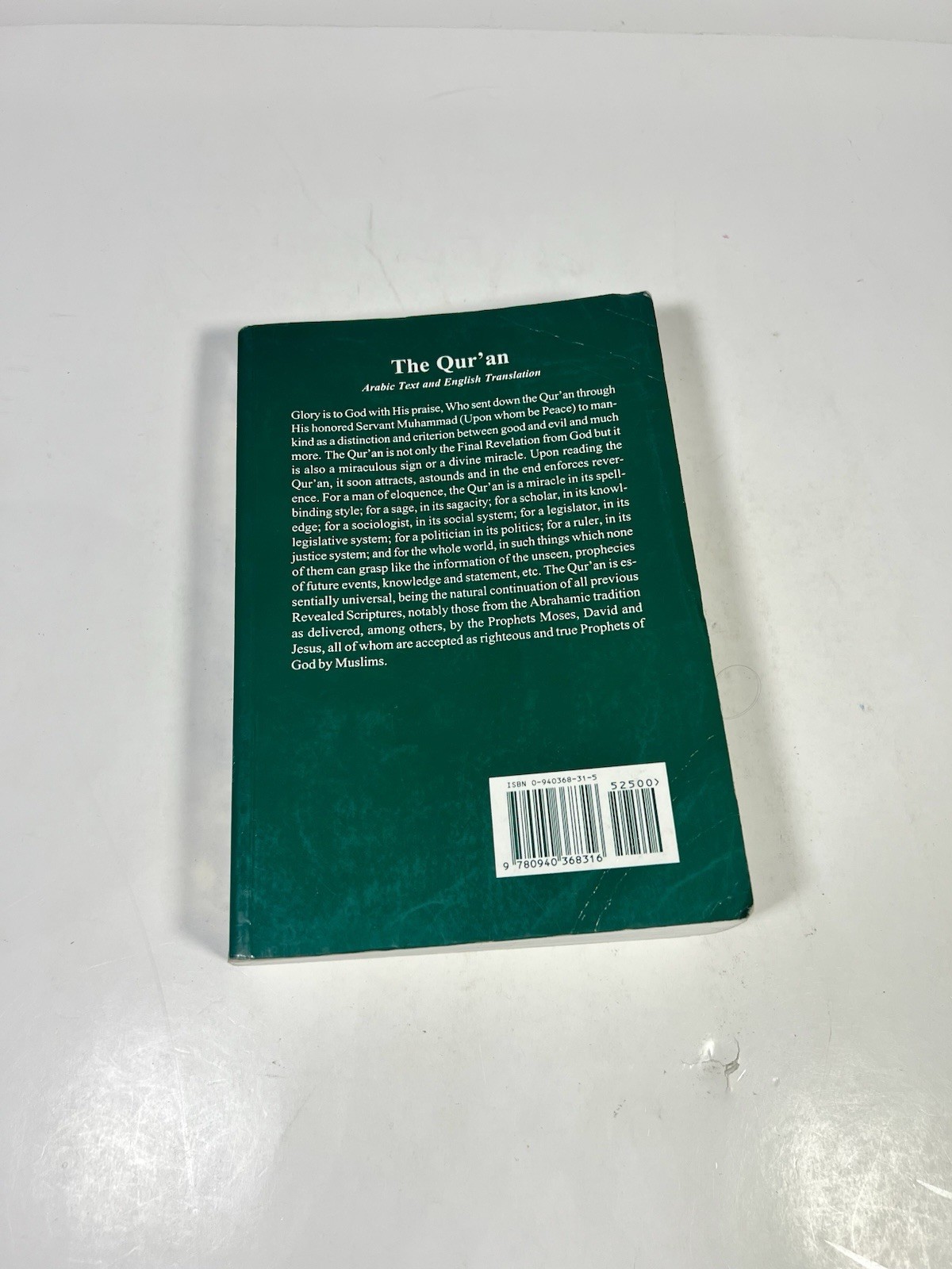 Holy Quran Arabic English Translation by Abdullah Yusuf Ali ~ Paperback