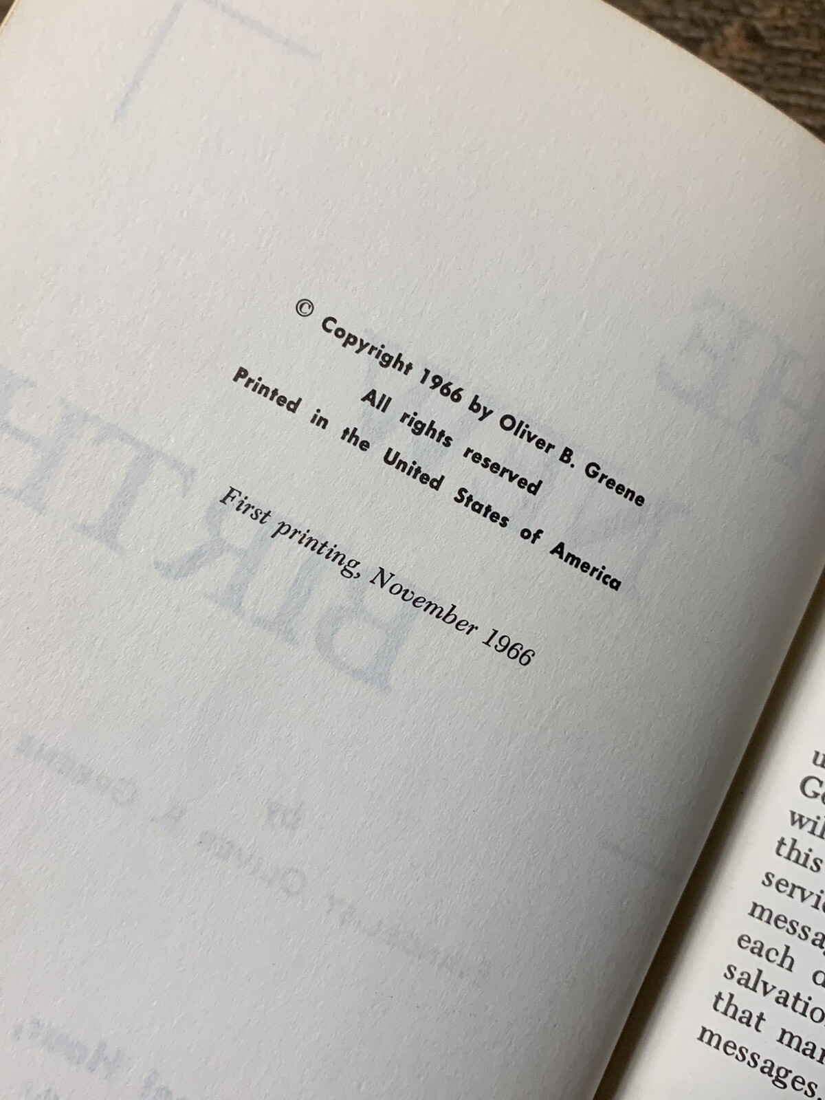 The New Birth by Oliver B. Greene First Printing 1966