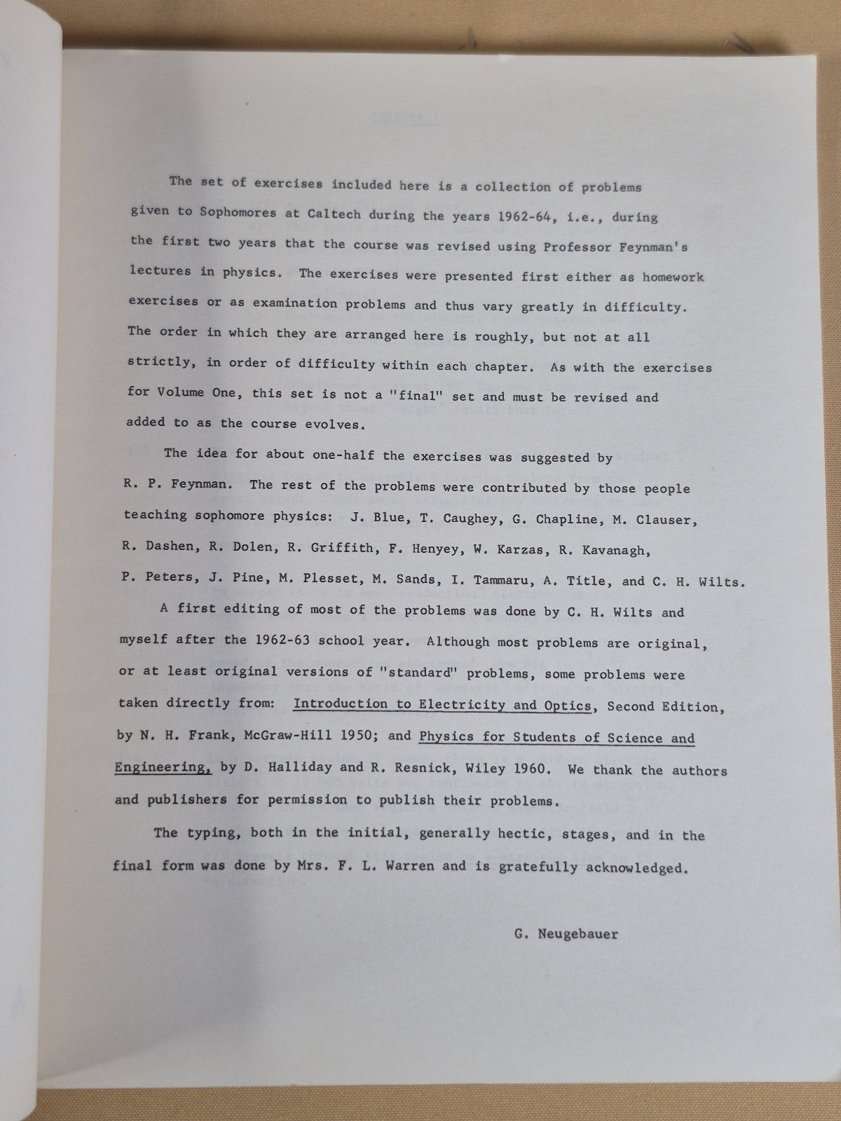 Exercises for Feynman Lectures on Physics — Volume 2 — Addison Wesley 1964