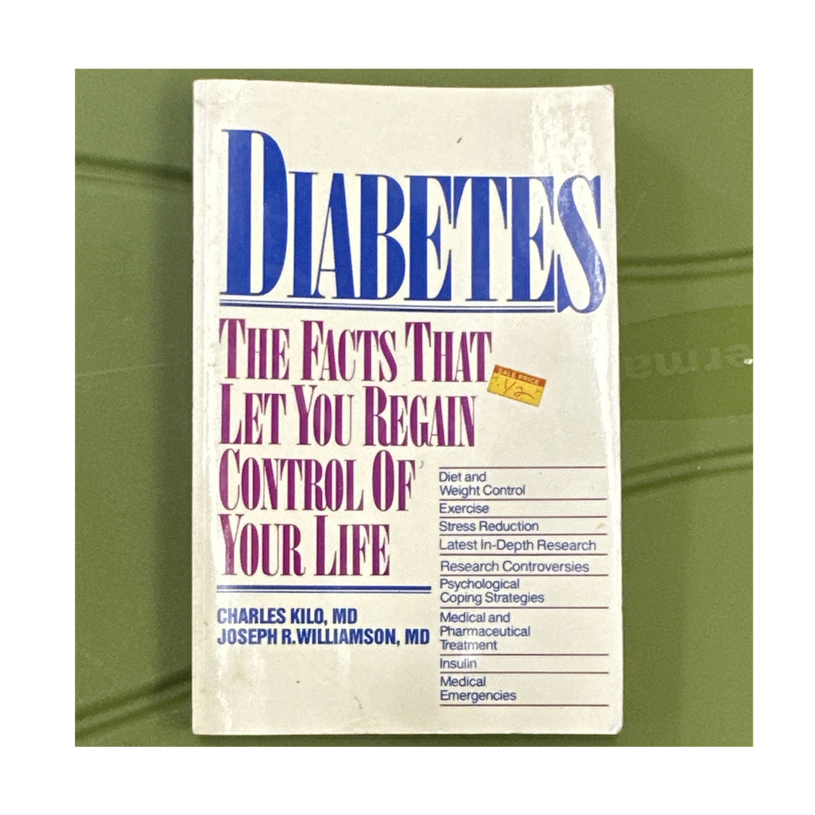 JOHN WILEY & SONS DIABETES FACTS REGAIN CONTROL KILO WILLIAMSON PB 1983