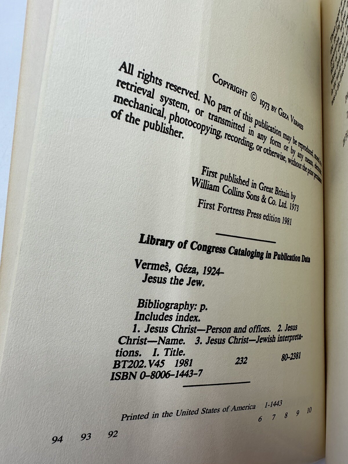 Jesus The Jew Geza Vermes Paperback 1981 286 Pages Rare Printing