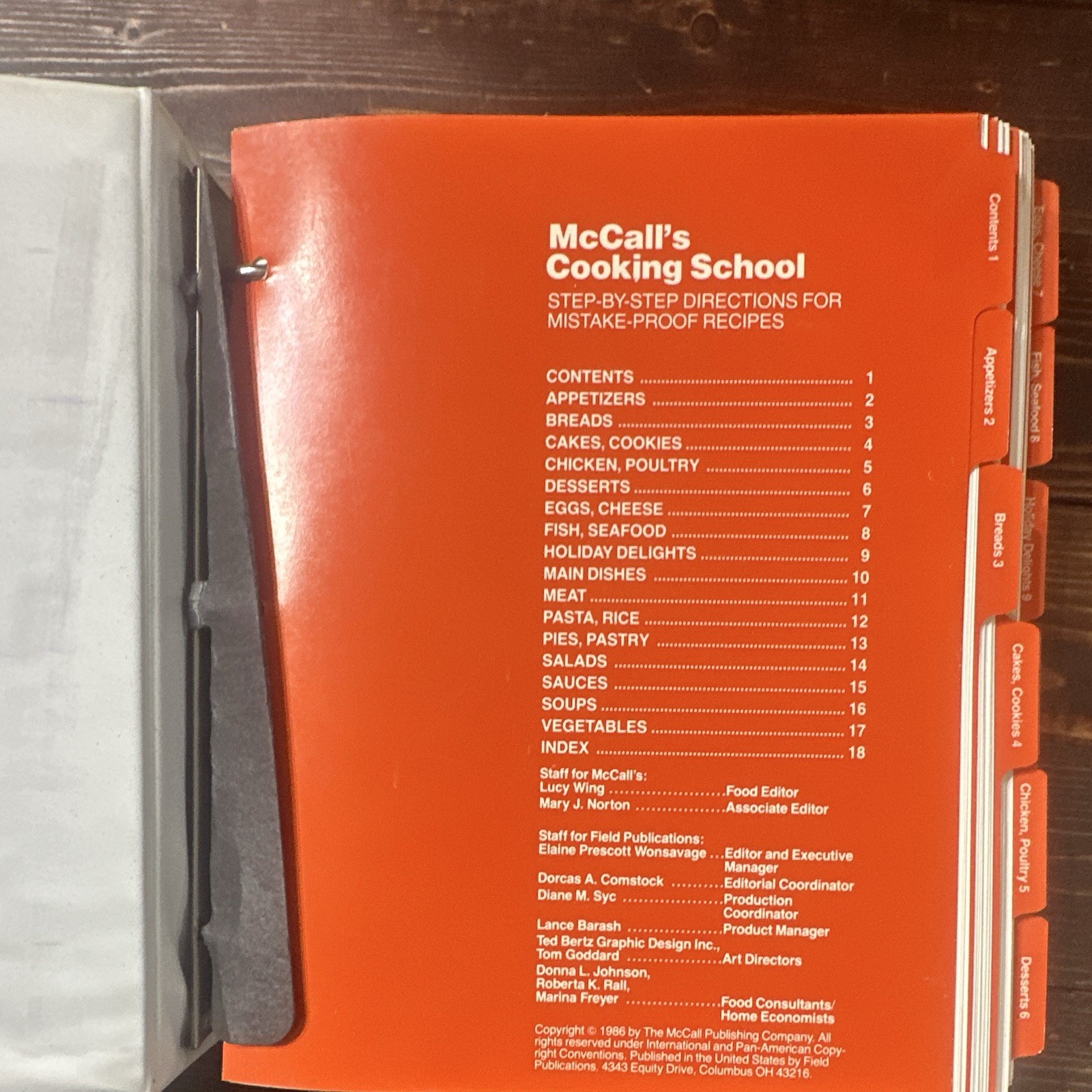 McCall’s Cooking School Ring/Wire Bound Cookbook 1986 Xerox Wing Norton