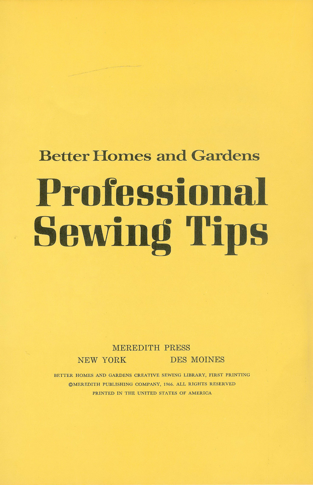 1966 Professional Sewing Tips — 62 Pages Hard Cover Book — FREE Shipping USA
