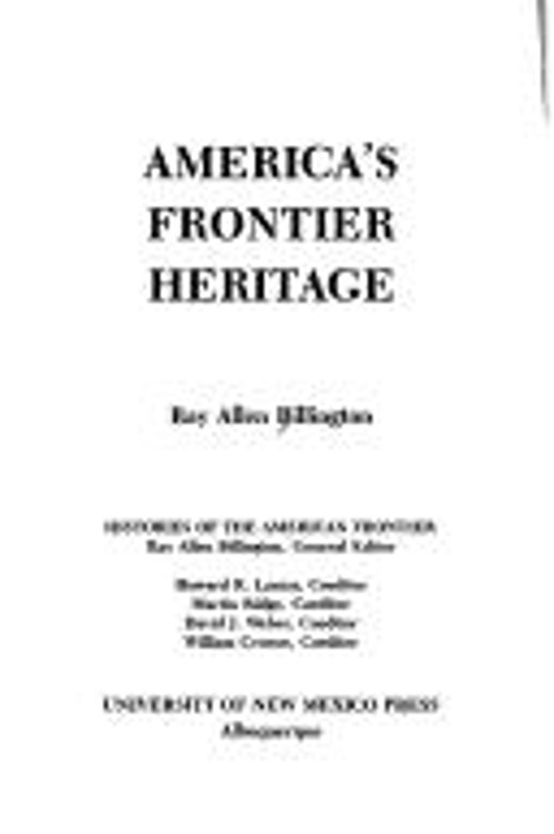 America’s Frontier Heritage Hardcover Ray Allen Billington