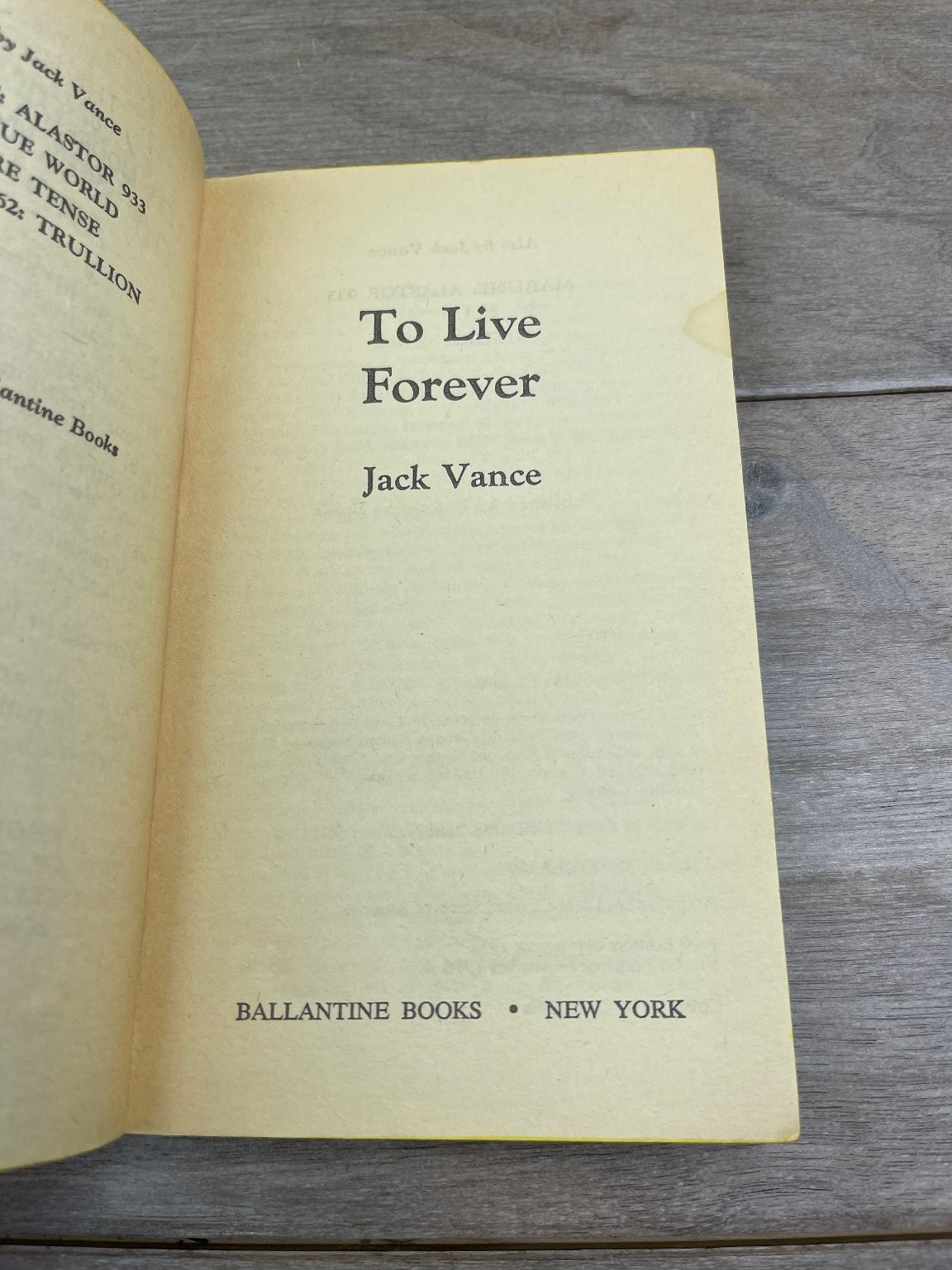 To Live Forever Jack Vance 1956 First Edition Sci-Fi Ballantine Books