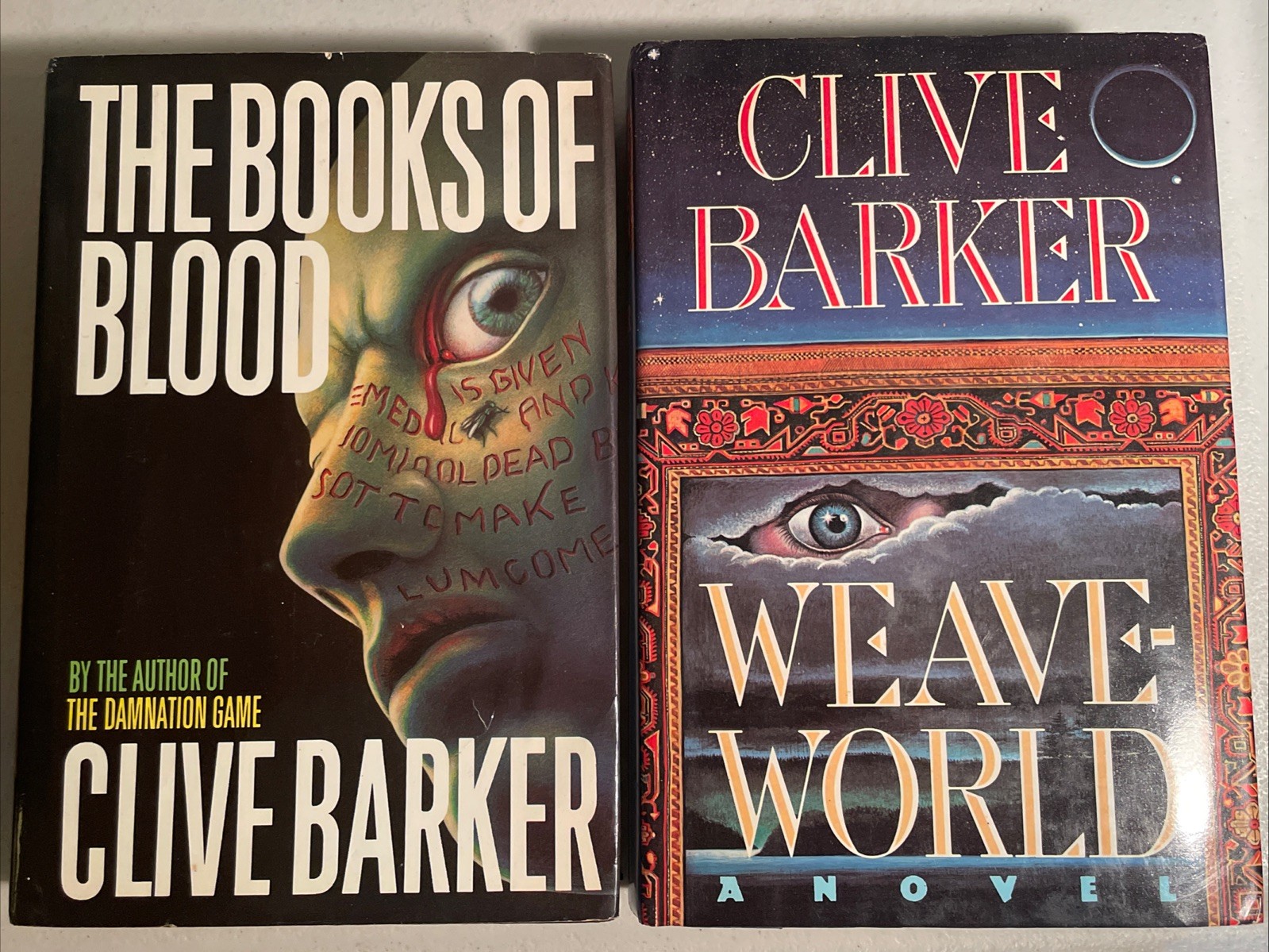 2 SIGNED Books of Blood 1988 & Weaveworld Clive Barker Hardcover 1st USA Ed HCDJ