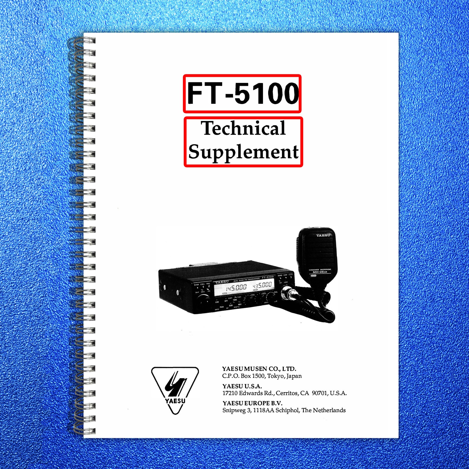 YAESU FT-5100 Technical Supplement Manual — BOUND — COVERS — XL FOLDOUT PAGES