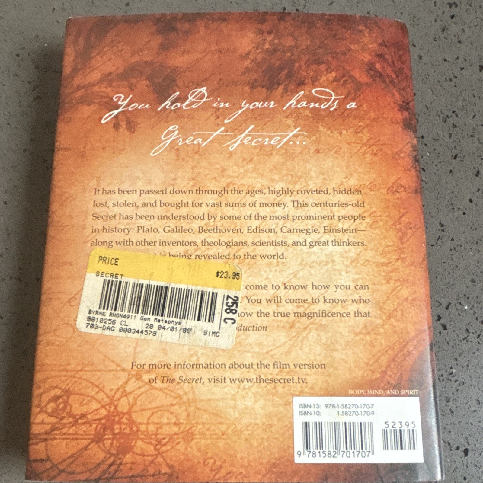 Rhonda Byrne The Secret 2006 Hardcover w/ Dust Jacket Atria Books