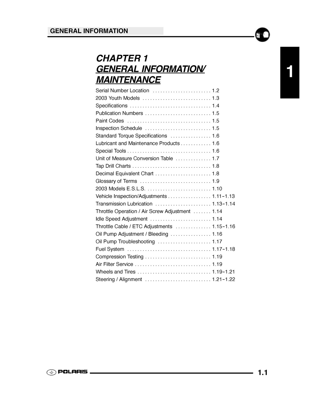 POLARIS Scrambler 50 90 Sportsman 90 Predator 90 Service Manual 2003 — BINDER