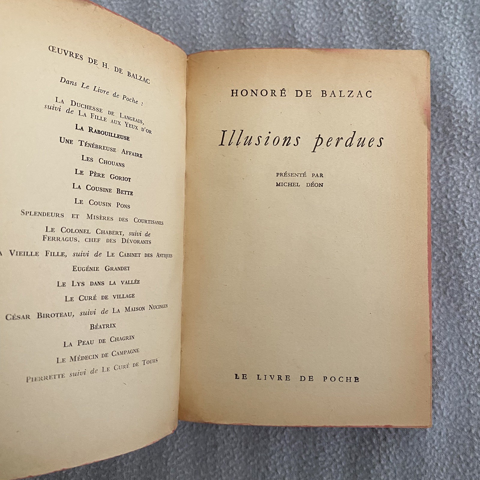 Illusions Perdues (French Edition) — Honore de Balzac 1962 Vtg Rare